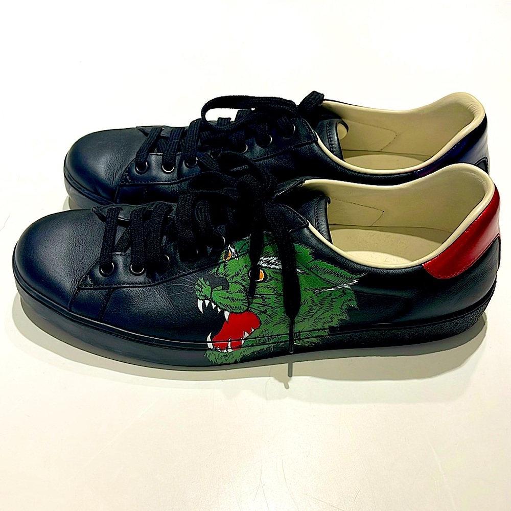 Gucci Black Ace Panther Sneakers size 9